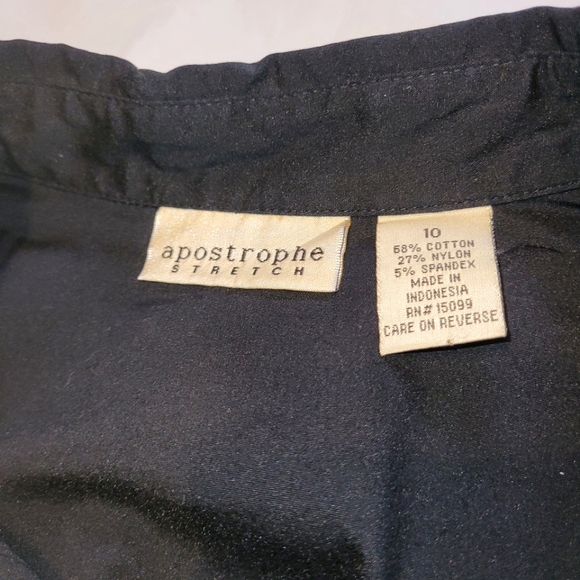 [EUC]Apostrophe Stretch Black Long-Sleeve Button-Down Dress Shirt w/ Lace Panels - Picture 11 of 16